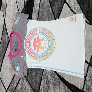 AMERICAN FIGHTER OMBRE GRAPHIC CREW-NECK CONTRAST COVERSTITCH RAGLAN-SLE…